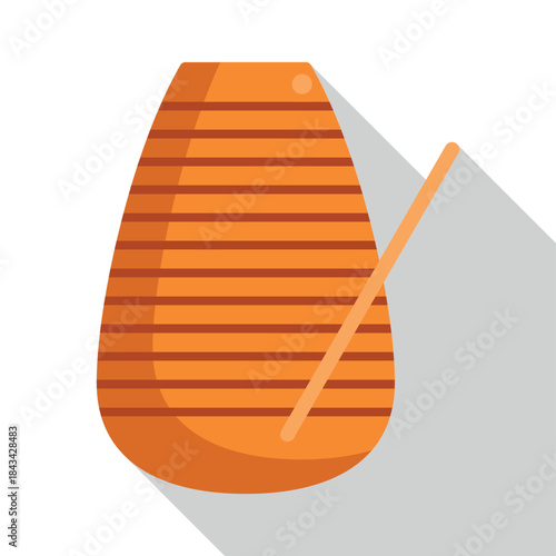 Guiro musical instrument with a scraper in a flat design style