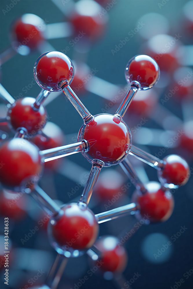 Obraz premium Red Molecular Structure Model