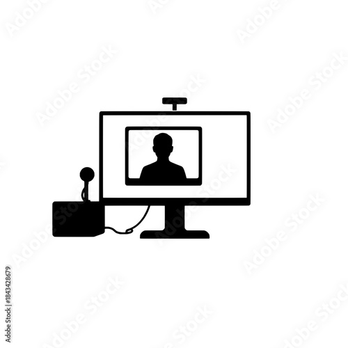 Desktop Computer Video Call Silhouette Icon