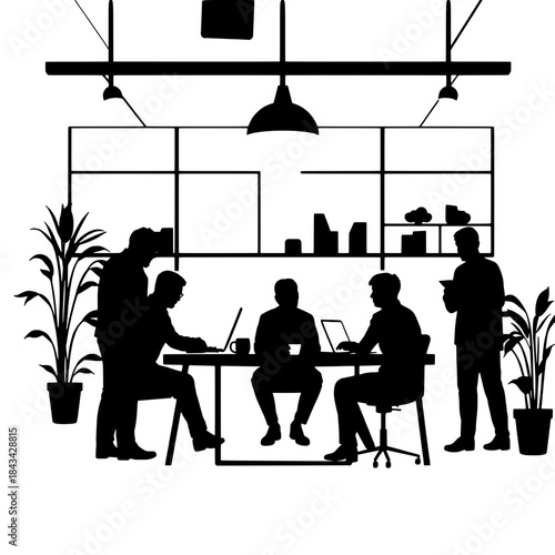 Digital Nomad Coworking Space Silhouette Icon