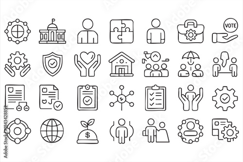Community and Public Service Icons for Governance Dashboards