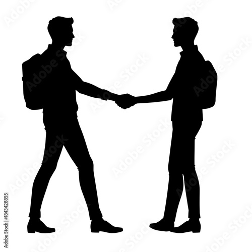 Digital Nomad Handshake Silhouette Icon