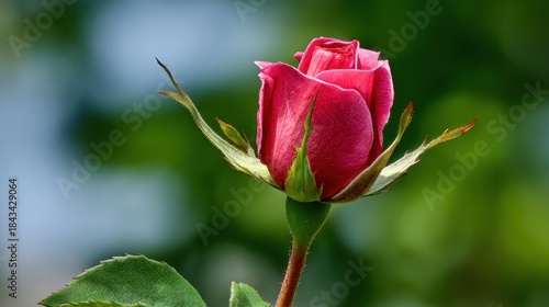 Wallpaper Mural A Single Pink Rose Bud Blooming in a Natural Setting Torontodigital.ca
