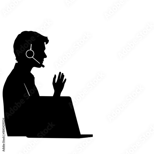 Doctor Examining Patient Remotely Silhouette Icon