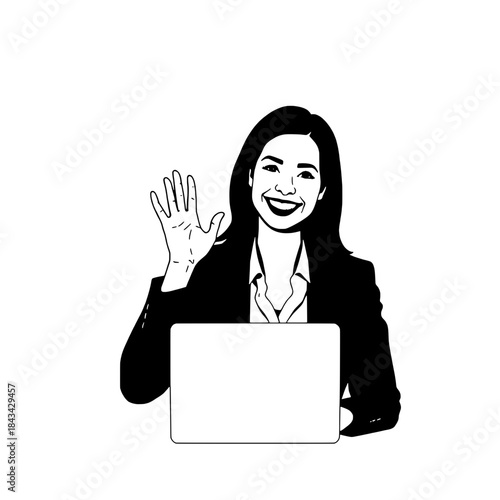 Businesswoman on Video Call Silhouette Icon