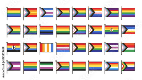 Diverse Collection of LGBTQIA Pride Flags Representing Inclusivity and Diversity
