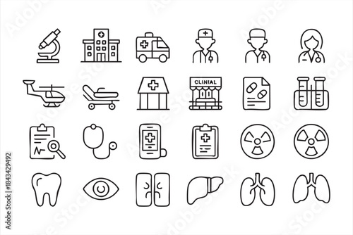 Healthcare and Medical Line Icons for Web and Mobile Apps
