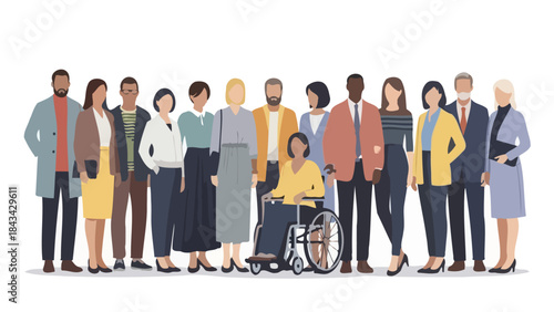 Diverse Group of Professionals Standing Together Representing Inclusion and Teamwork