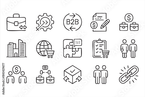 B2B Sales and Commerce Icons for Corporate Web Applications