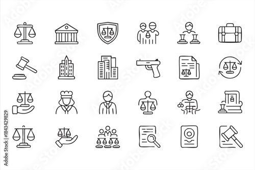 Legal System and Judiciary Icons for Professional Web Interfaces