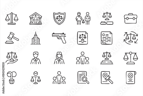 Court Law and Compliance Icons for Dashboards and Apps