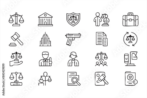 Justice and Legal Process Icons for Digital Law Platforms