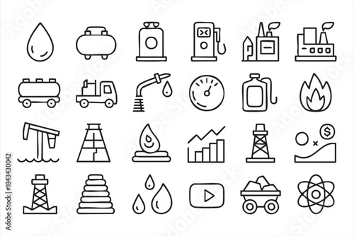 Oil Gas Energy Icons for Industrial Analytics Platforms