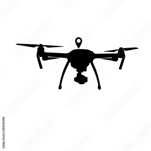 Drone Delivery with GPS Icon Silhouette