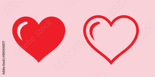Red love heart two red love vector