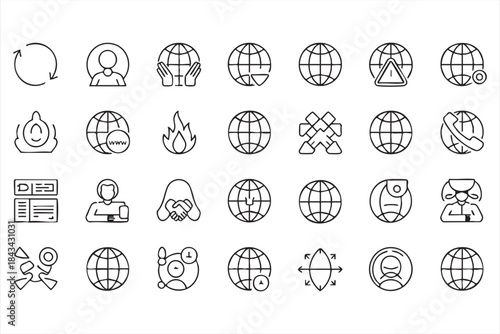 Global Network Icons for Cybersecurity and Monitoring Systems