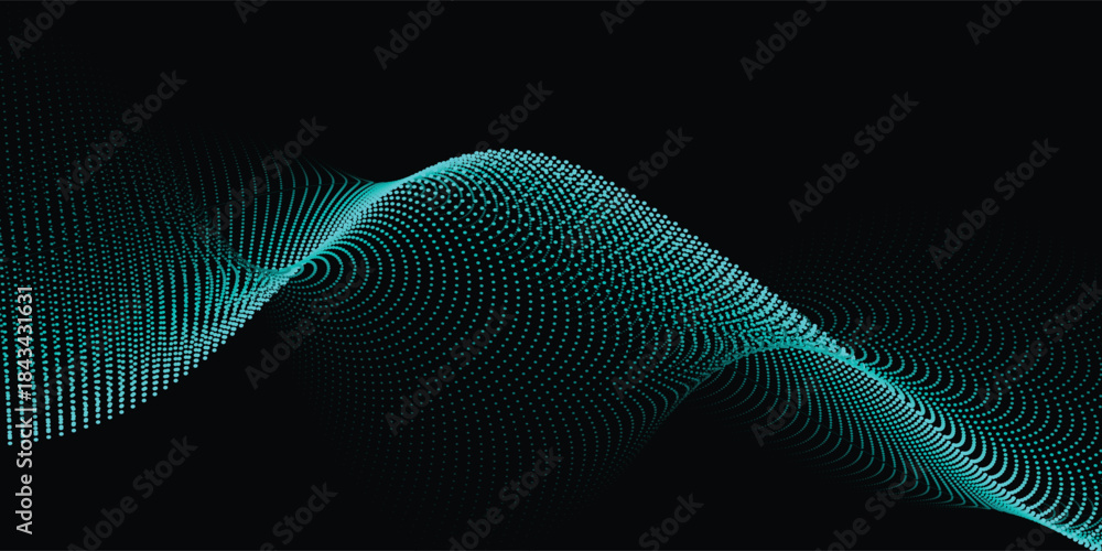 Ταπετσαρία Flowing wave pattern of fine blue dots