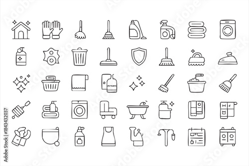Cleaning and Housekeeping Icons for Home Service Dashboards