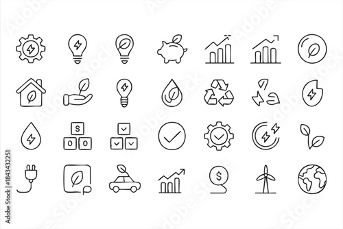 Renewable Energy Icons for Sustainability and ESG Dashboards