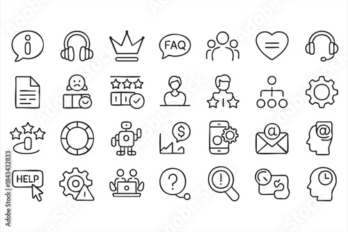 Helpdesk and FAQ Icons for Customer Service Platforms