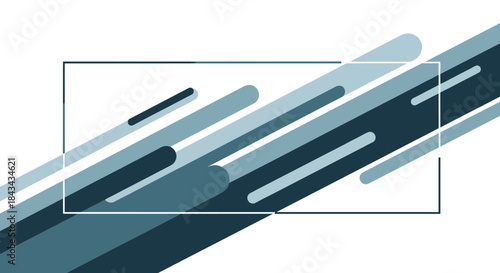 A modern and sleek abstract background design with diagonal rounded lines in shades of blue, and a clean rectangular frame.
