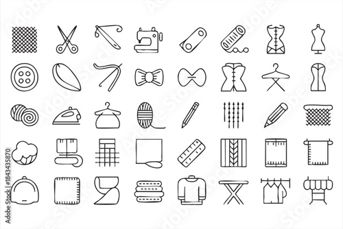 Sewing Craft Line Icons for DIY and Handmade Businesses