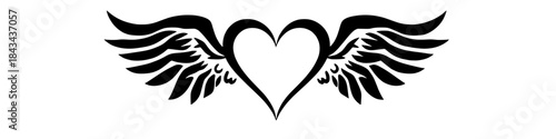 Eternal Love: A captivating representation of love, depicted through a heart embraced by delicate wings, symbolizing freedom and the boundless nature of affection. 