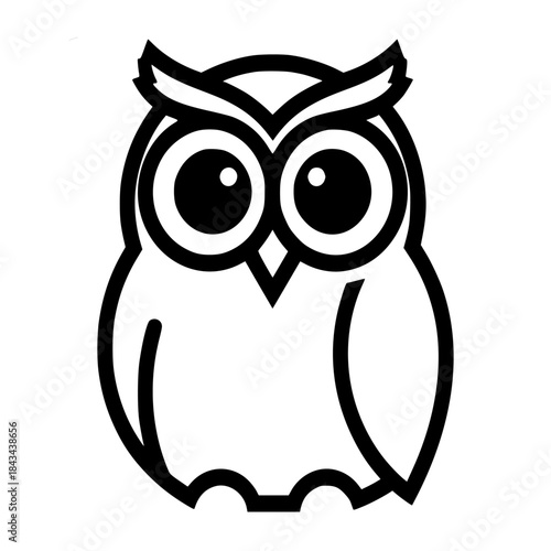 Minimalist geometric owl icon, a clean and modern vector illustration symbolizing wisdom, knowledge, and nocturnal wildlife, ideal for digital design and branding purposes