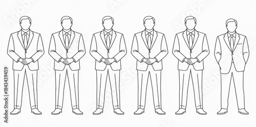 Professional male executives standing, rear view