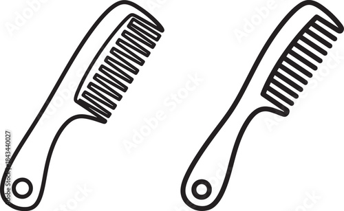 Two simple black outline combs silhouette