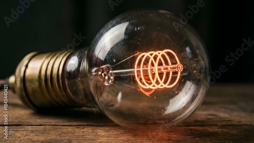Vintage Incandescent Light Bulb with Filament.