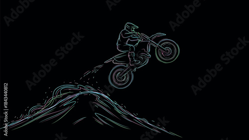 motocross rider jumping over a dirt mound silhouette vector graphic