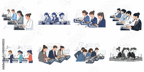 Professional Court Reporters and Stenographers Operating Stenotype Machines, Accurately Documenting Legal Proceedings.