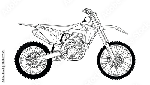 motocross dirt bike in neon blue and purple colors on a