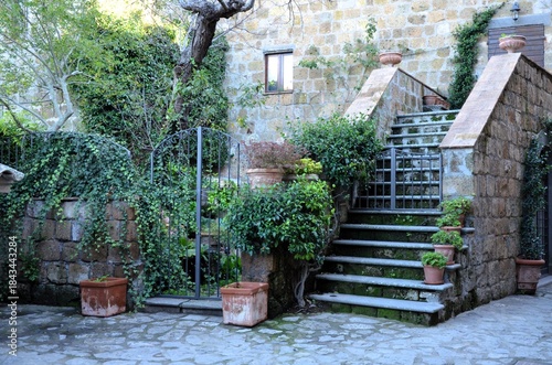 Buildings in Civita di Bagnoregio - ancient italian town. Italy, Lazio.