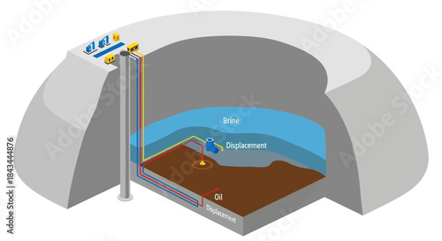 Scientific illustration of a large volume particle detector experiment.