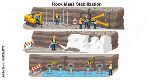 Rock Mass Stabilization Techniques Illustration.