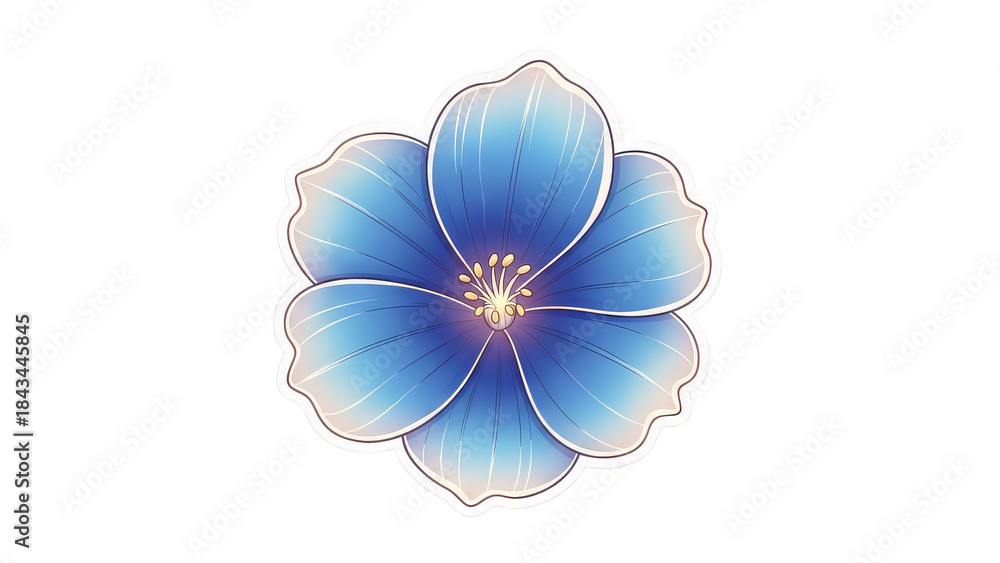 Obraz premium Vibrant Blue Flower with Delicate Petals and Golden Center.