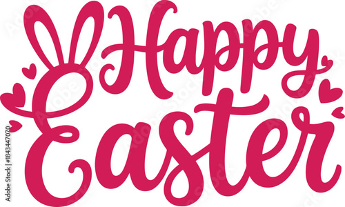 Vibrant Happy Easter greeting with bunny and hearts