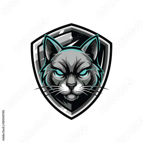 Red Cartoon Cat Head with Horns and Aggressive Expression on White Background