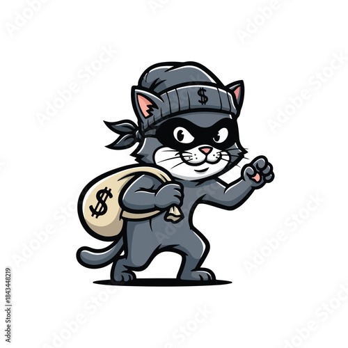 Cartoon wolf detective in trench coat and hat holding magnifying glass, looking for clues with a keen eye.
