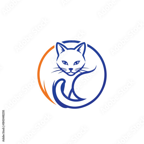 Regal Feline Illustration with Crown and Ornate Design Elements on White Background