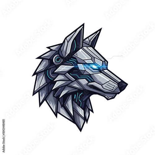 Cartoon wolf in a white lab coat with stethoscope, smiling and standing upright on two legs like a doctor.