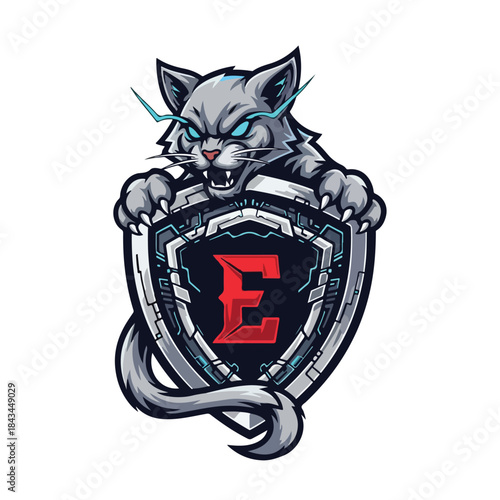 Wolf astronaut in space suit pointing, cartoon illustration of a wolf in a spacesuit on a white background.