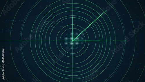 Radar Screen Display with Targeting Lines and Circular Grid.