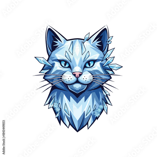 Cartoon husky wearing blue gaming headset with microphone, isolated on white background, illustration for esports or gaming.