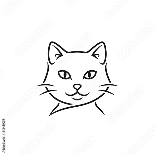 Minimalist Cat Logo Design with Geometric Lines and Shapes on White Background