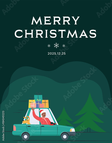 People Driving Car Loaded with Christmas Presents