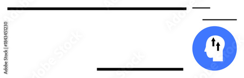 Growth concept. Growth ed by a human profile with upward arrows, personal development, innovation, and forward-thinking. Growth for business ideas, career, technology, education motivation