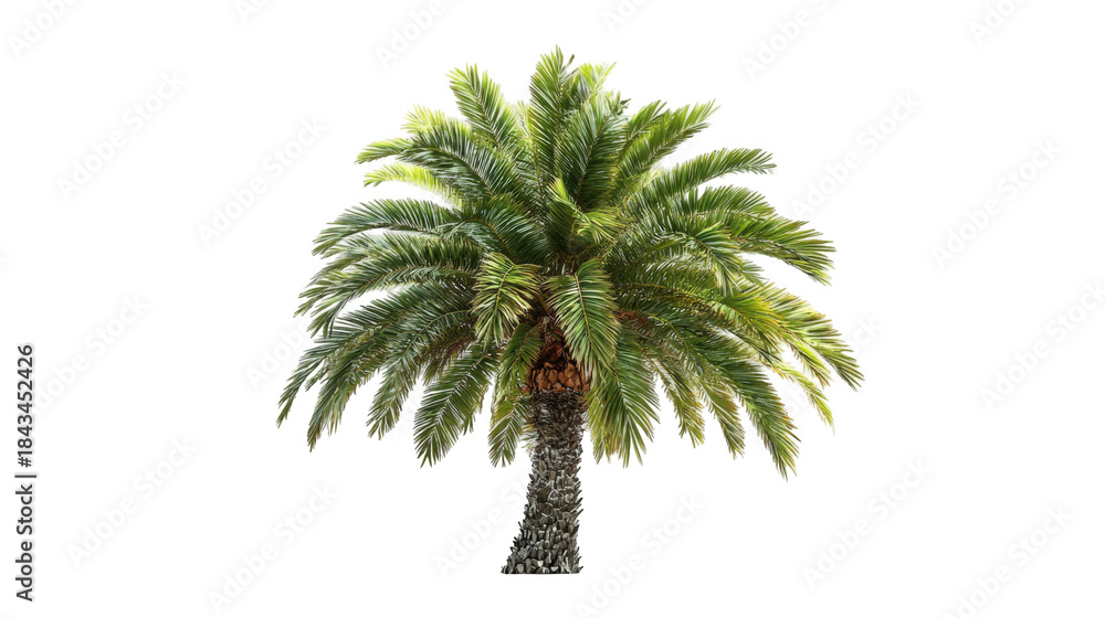 Fototapeta premium Isolated palm tree against a black background
